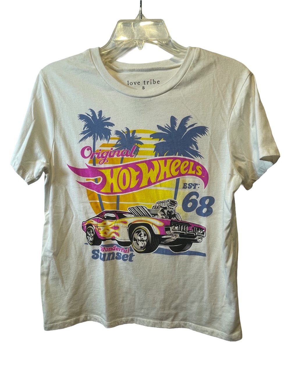 Love Tribe Juniors ‘Hot Wheels' Graphic Tee in White Size S